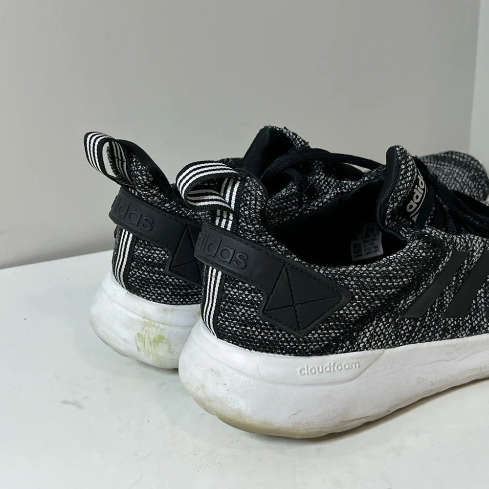 Adidas Size 12 Cloudfoam Black Cotton Knit Sneaker